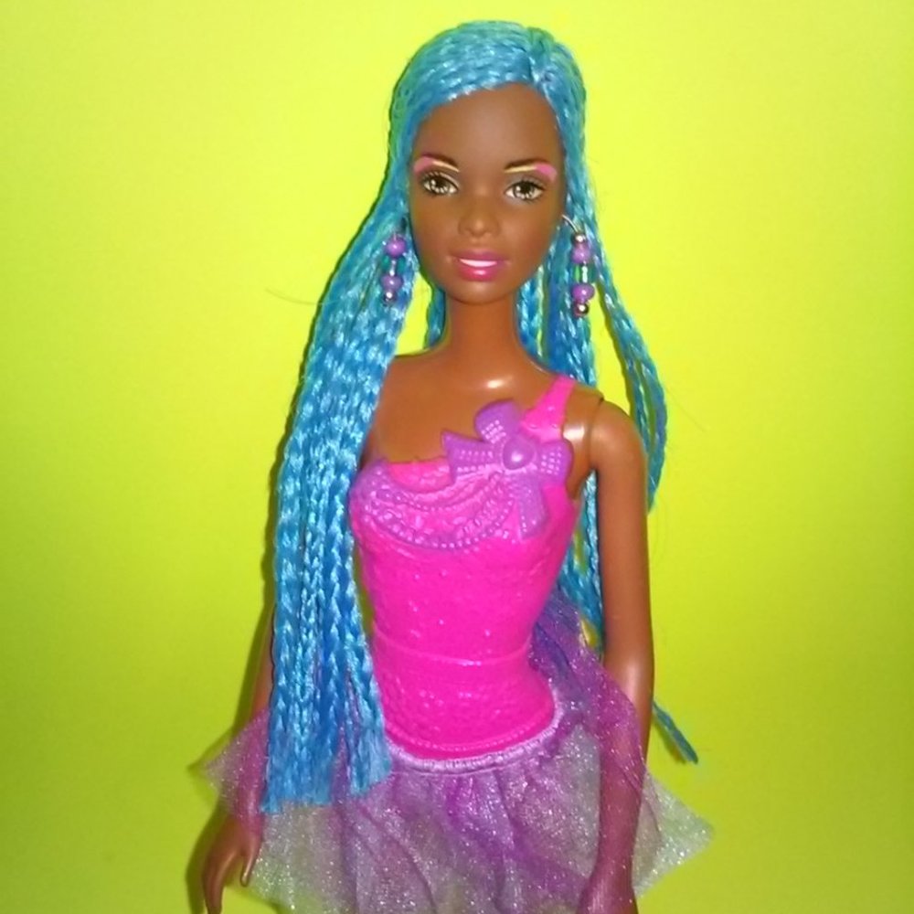 Barbie Doll Christie Ballet Dancer with Blue Braids Hairstyle